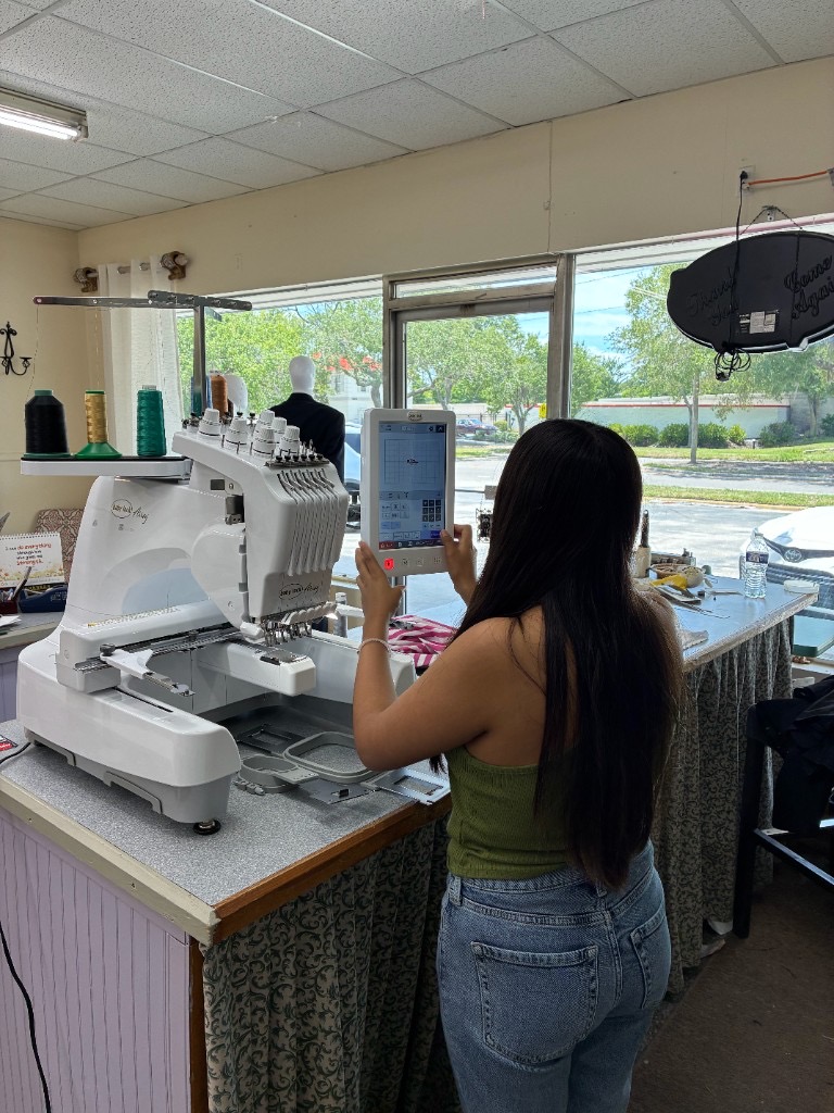 Embroidery work on the Baby Lock commercial machine